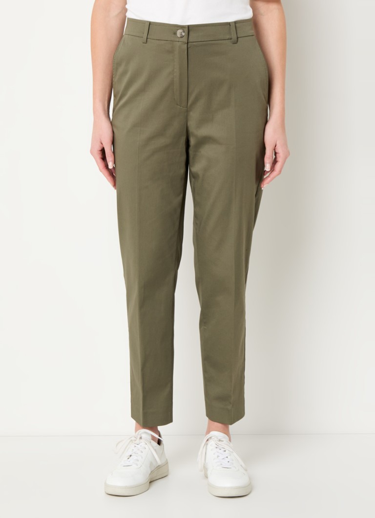 Gerry Weber - High waist slim fit cropped chino met steekzakken - Bronsgroen