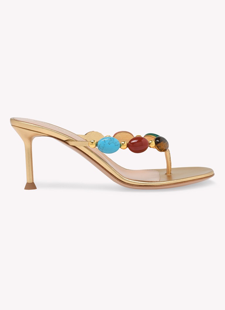 Gianvito Rossi - Shanti muiltje van suède en leren details - Goud