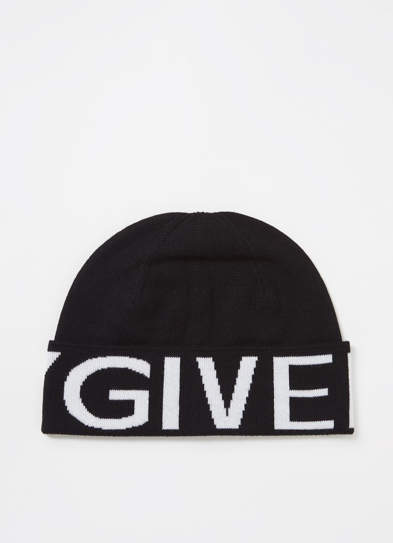 Givenchy - Fijngebreide muts van wol met logo - Zwart