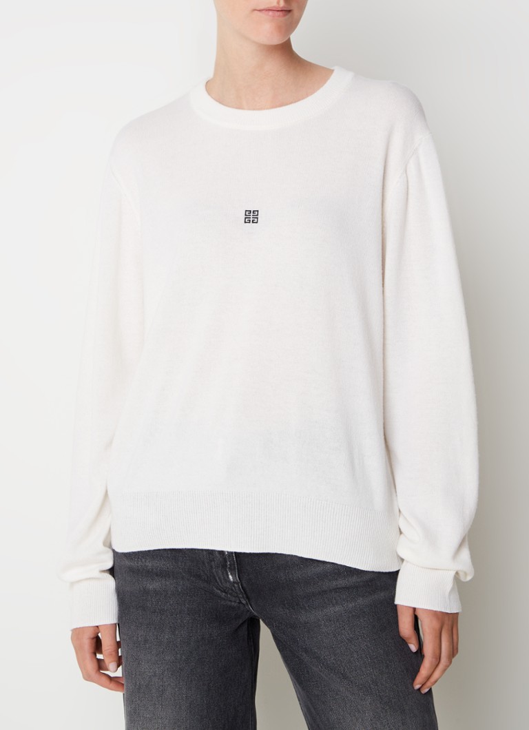 Givenchy - Fijngebreide pullover in kasjmierblend met logo- en backprint - Gebroken wit