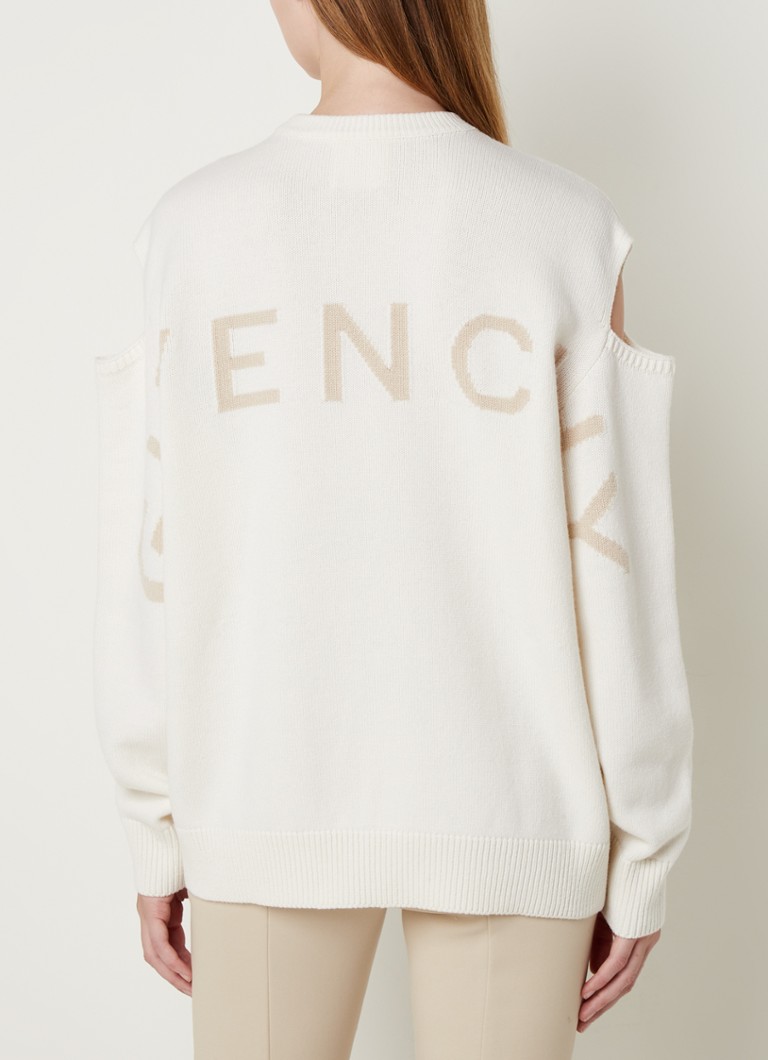 Givenchy - Fijngebreide trui met cut-out detail en logo - Wit