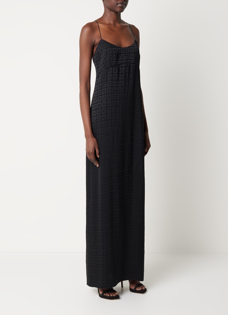 Givenchy - Maxi jurk met rugdecolleté en logoprint  - Zwart