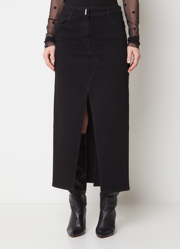 Givenchy - Maxi spijkerrok met split en steekzakken - Zwart