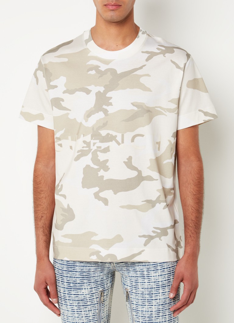Givenchy - T-shirt met camouflageprint en logo - Beige