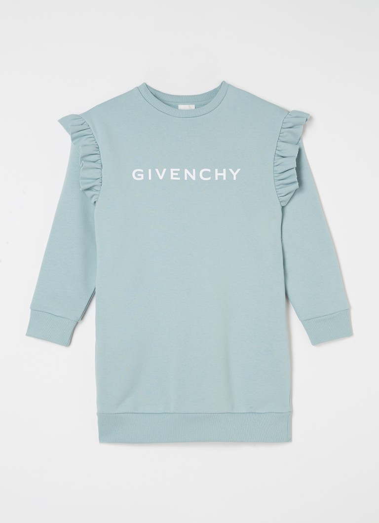 Samenstelling Bij wet Attent Givenchy Trui-jurk met logo en ruches • Zeegroen • deBijenkorf.be