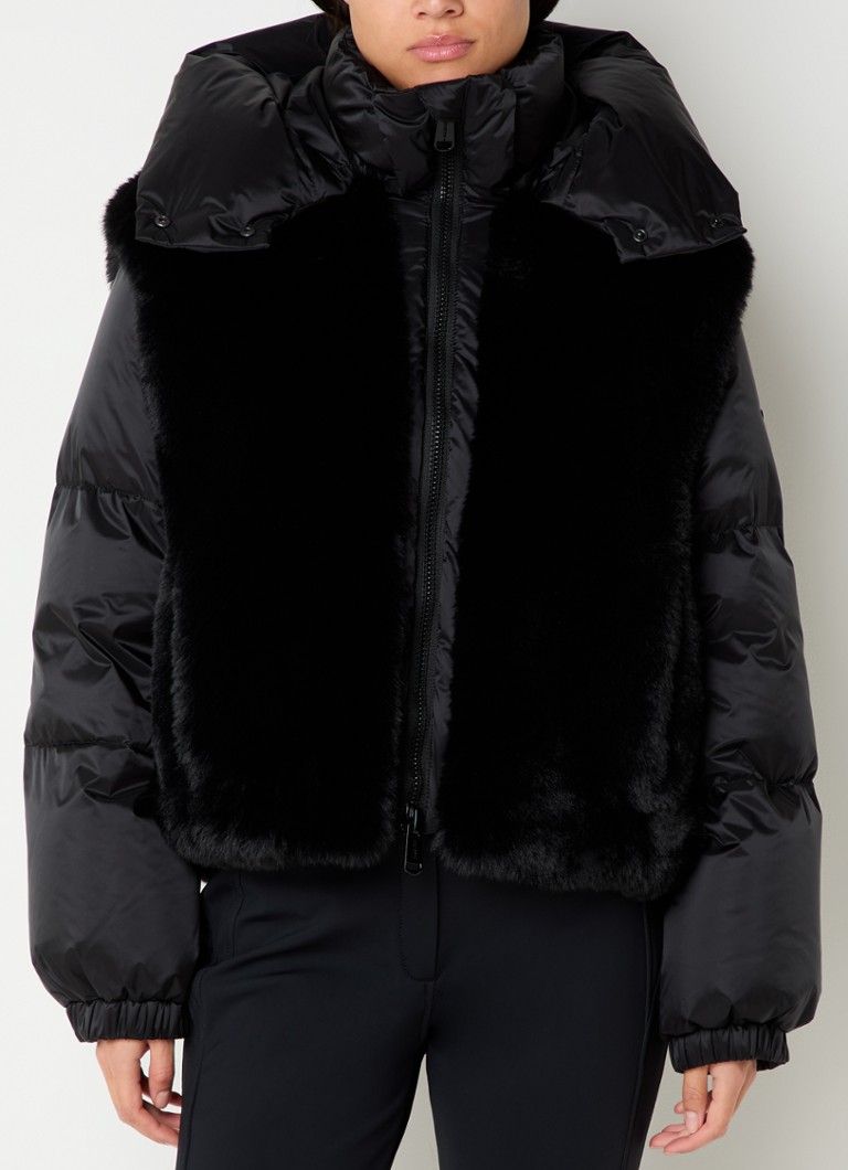 Goldbergh - La reine ski-jas met details van imitatiebont en afneembare capuchon - Zwart