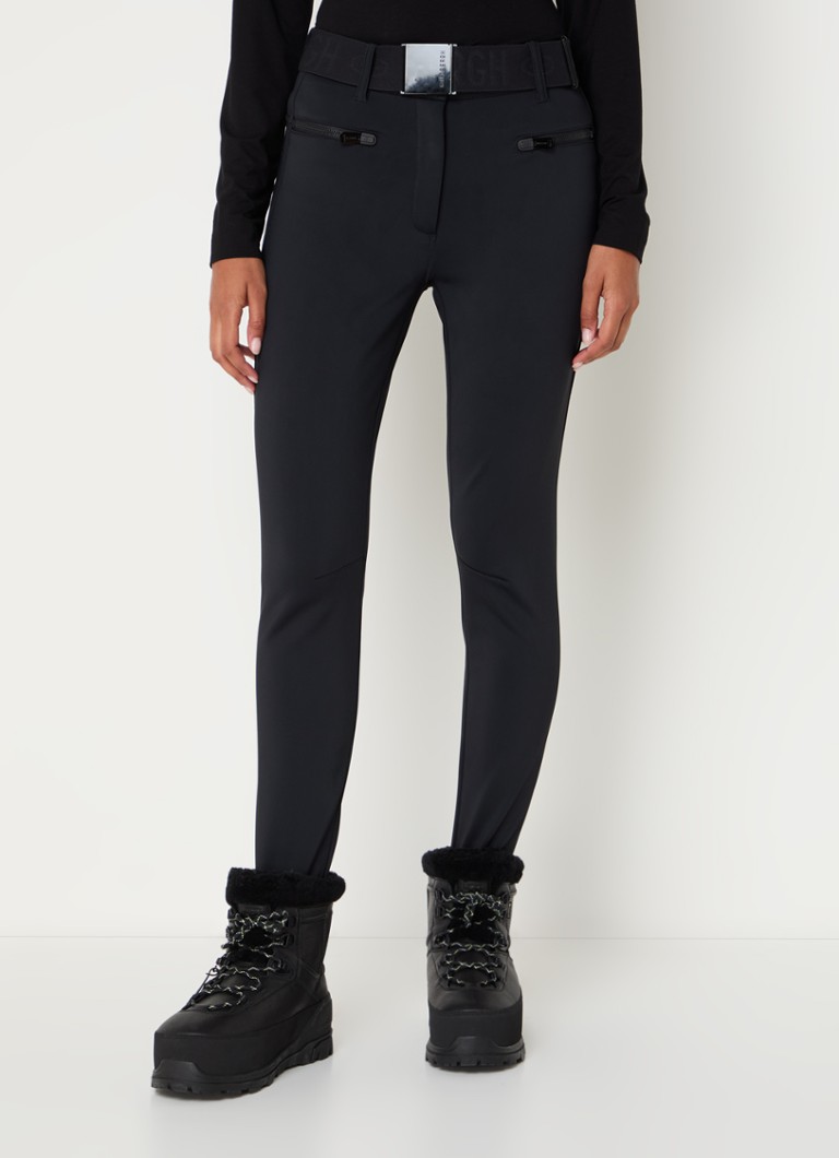 Goldbergh - Paris high waist slim fit skibroek met ceintuur - Zwart