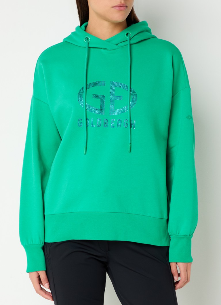 Goldbergh - Sparkling hoodie in biologische katoenblend met logoprint en strass - Mint
