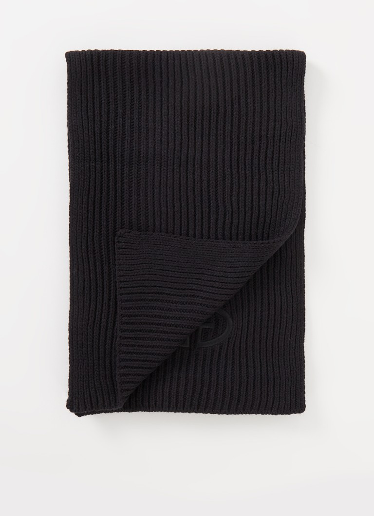 Goldbergh - Valentina sjaal in wolblend met logo 220 x 30 cm - Zwart