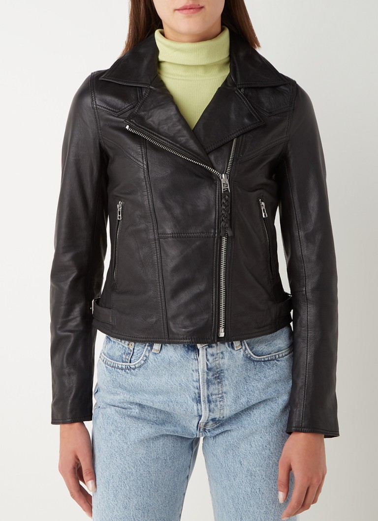 Goosecraft Veste Motard Bebe En Cuir De Mouton Avec Poches Zippees Noir De Bijenkorf