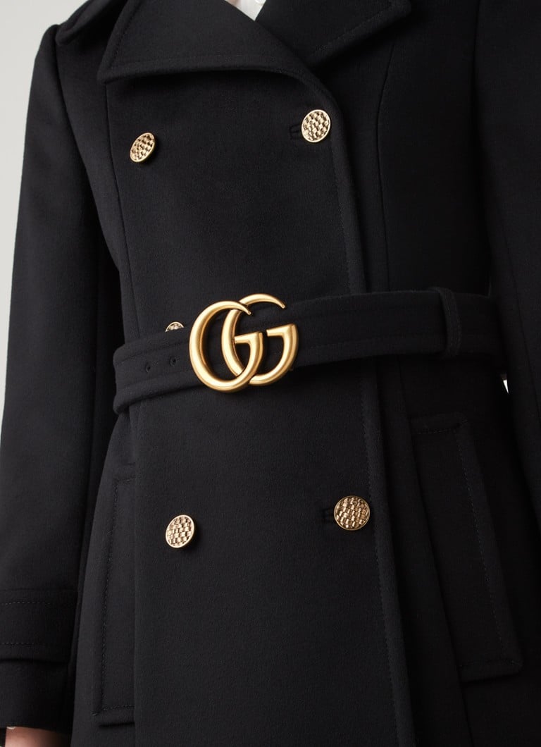 Aanpassen holte binnen Gucci Double-breasted mantel van wol met ceintuur • Zwart • deBijenkorf.be