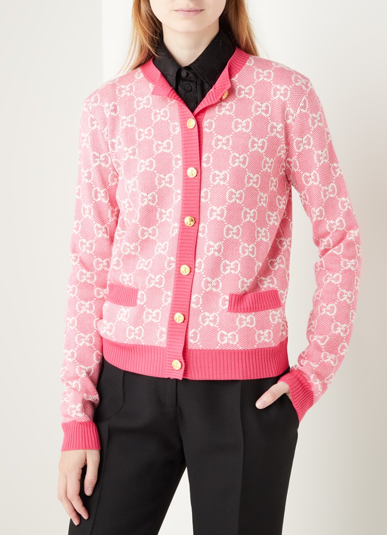 zeewier zelf blouse Gucci Fijngebreid vest in wolblend met logoprint • Roze • deBijenkorf.be