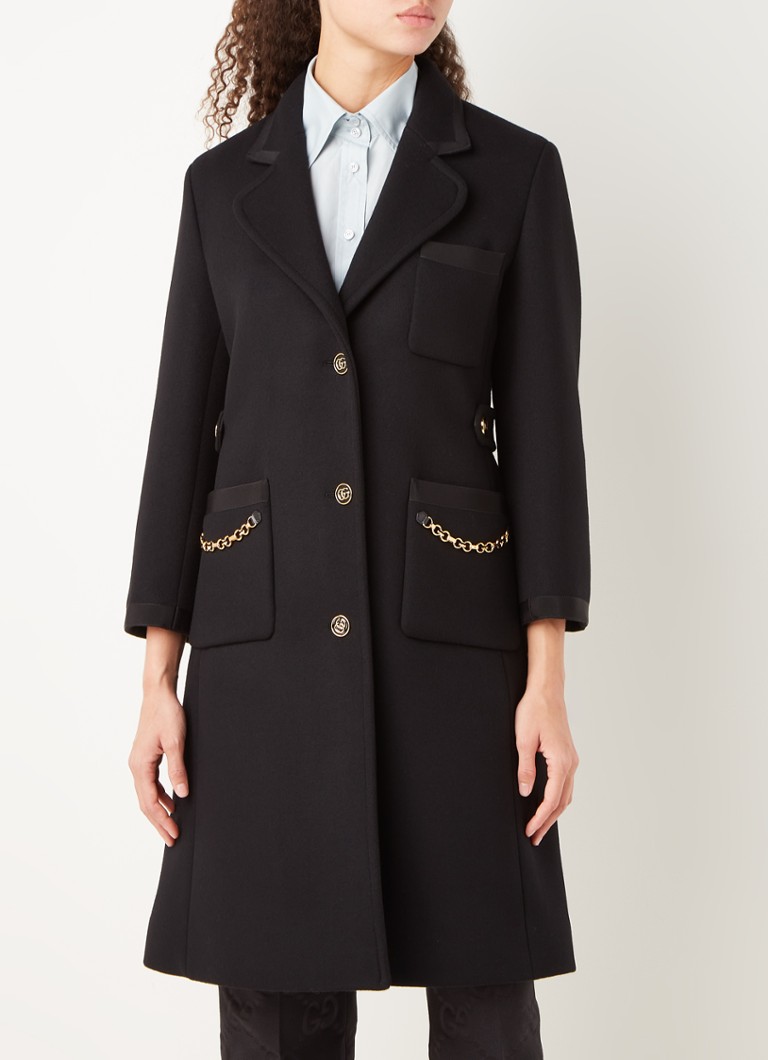 Gucci - Manteau en laine avec détail chaîne - Noir