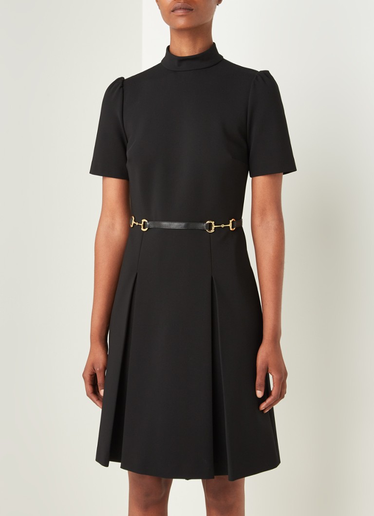 Gucci - Mini jurk met lage col en ceintuur  - Zwart