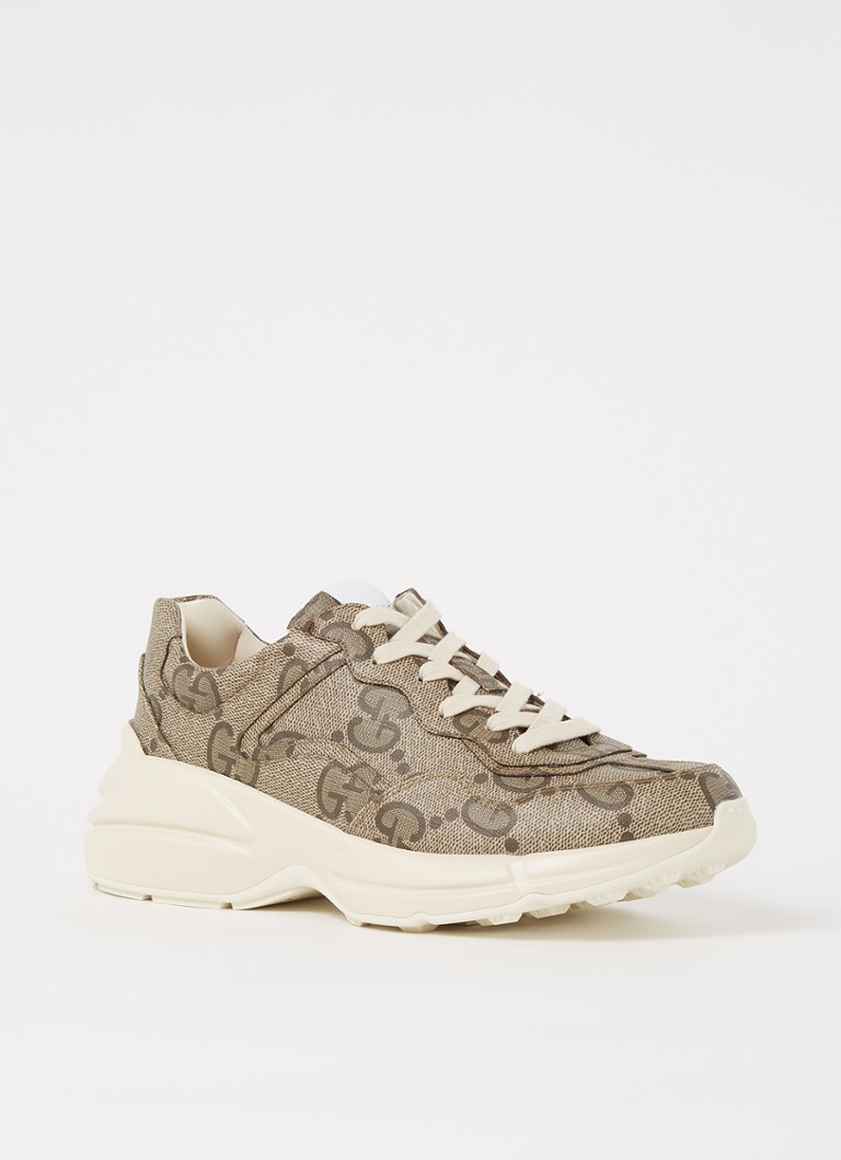 Gucci Rhyton 100 sneaker van canvas met logoprint • Lichtbruin •