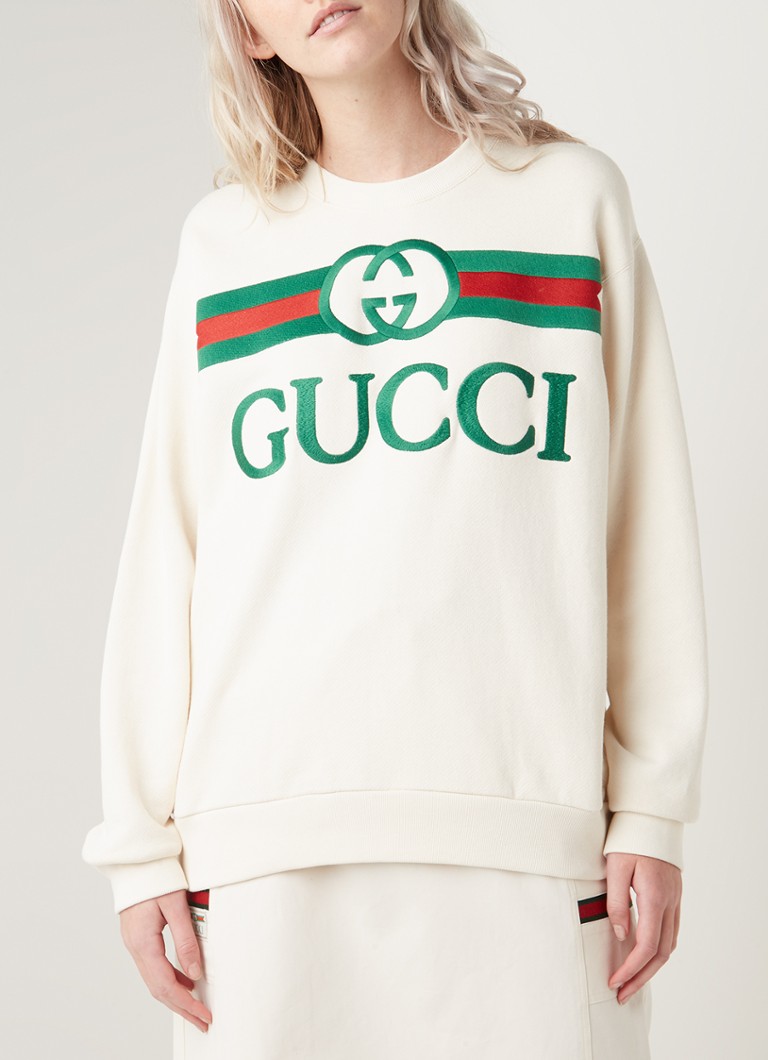pot Post comfort Gucci Sweater met logoborduring • Creme • deBijenkorf.be
