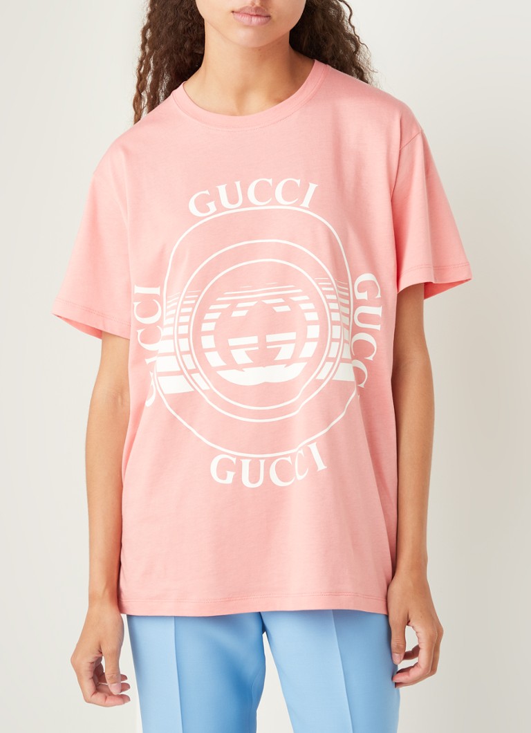 Gucci - T-shirt met logoprint - Zalmroze