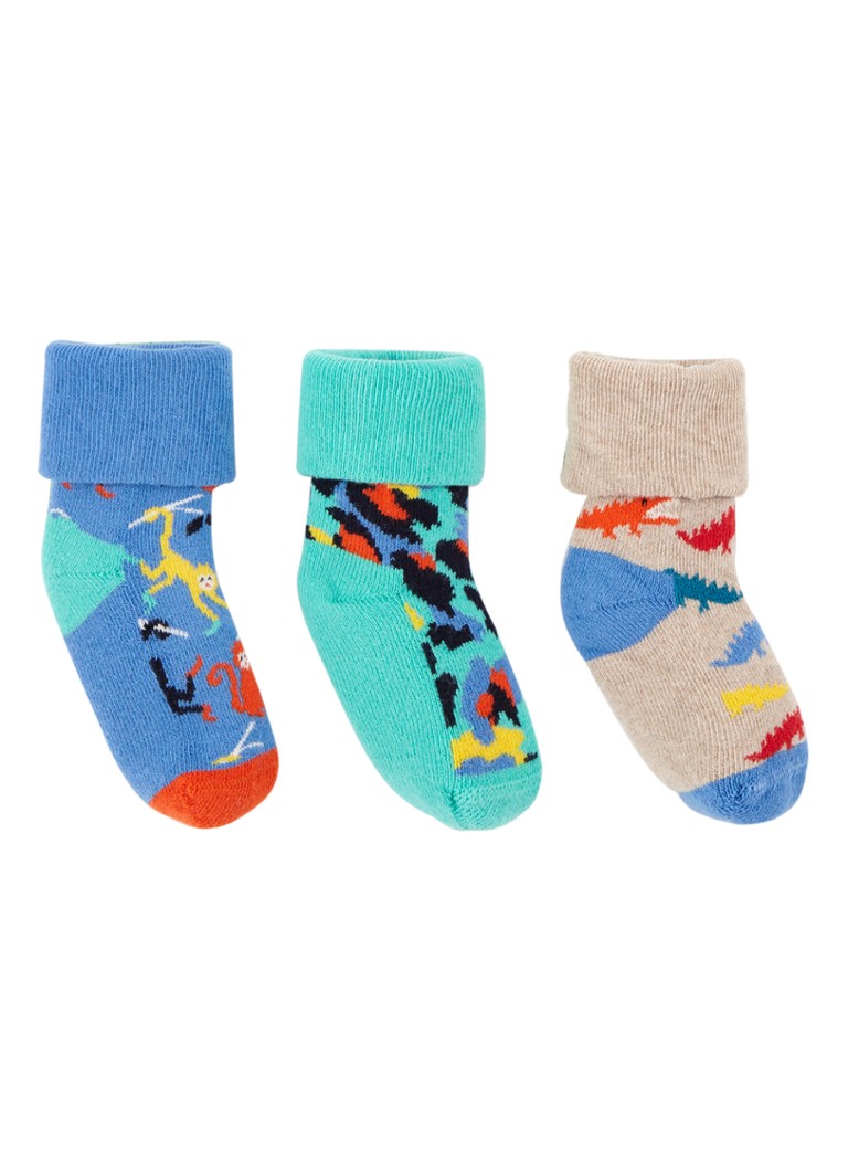 verzonden Elektropositief dat is alles Happy Socks Jungle babysokken in 3-pack giftbox • Blauw • deBijenkorf.be