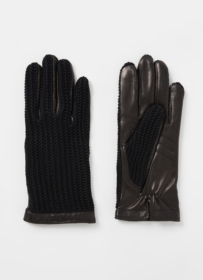 Hestra - Anna handschoenen met leren details - Antraciet