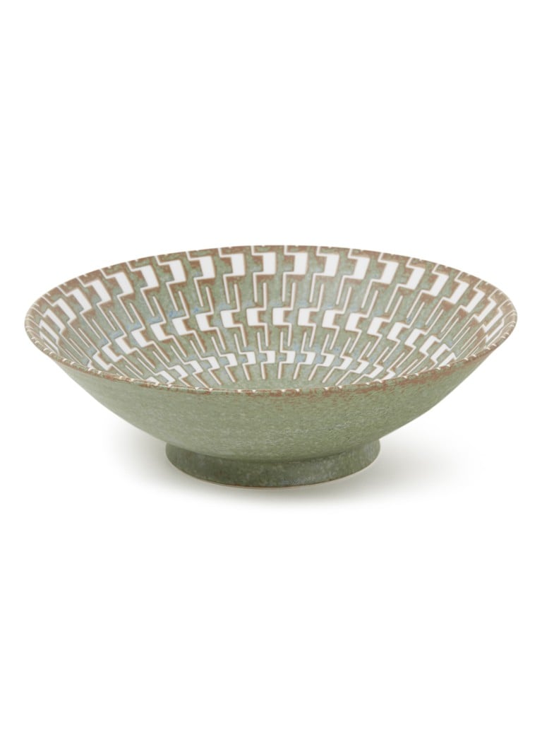 HKliving - Kyoto Ceramics saladeschaal 25 cm - Olijfgroen