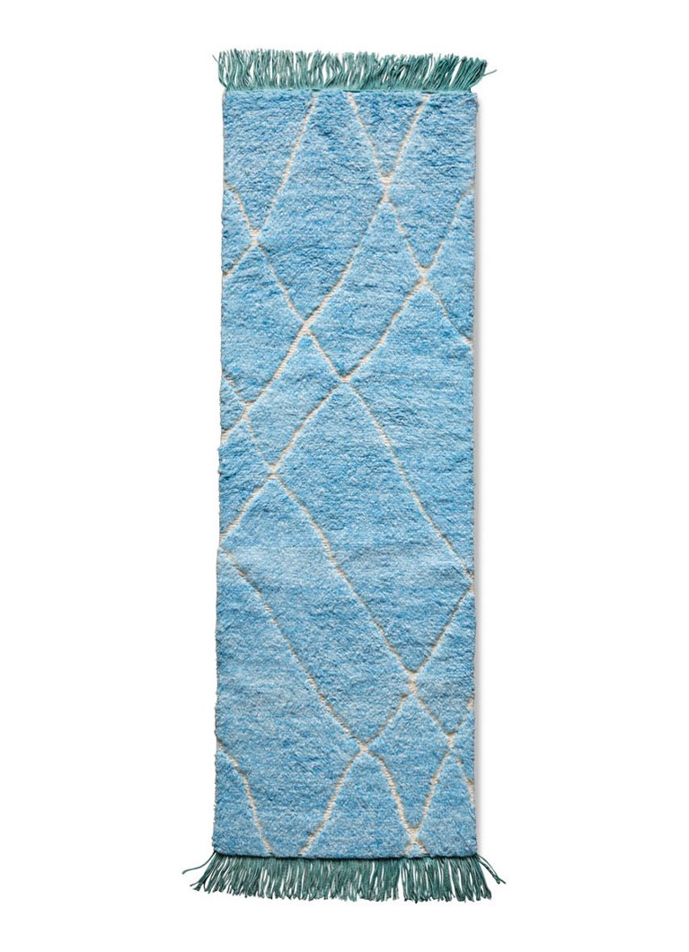 HKliving - Tapis en laine à la main 80 x 250 cm - Turquoise
