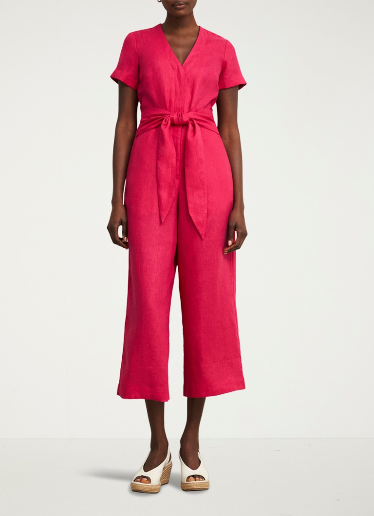 Hobbs - Aliya loose fit cropped jumpsuit van linnen - Roze