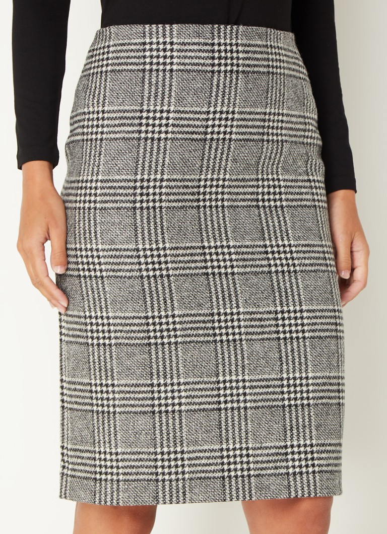 Hobbs - Brea minirok van wol met pied-de-poule dessin - Zwart