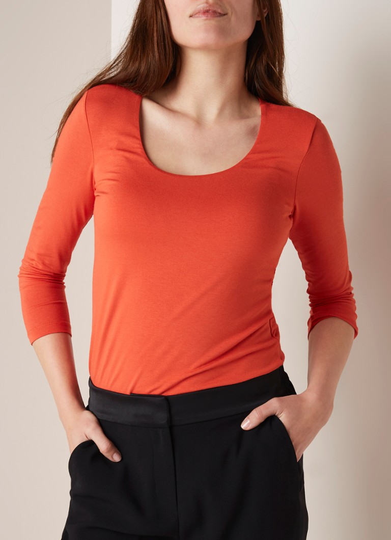 Hobbs - Daisy T-shirt van jersey met lage ronde hals - Oranje