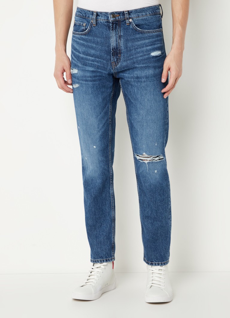 HUGO BOSS - 677/38 regular fit jeans met ripped details  - Indigo