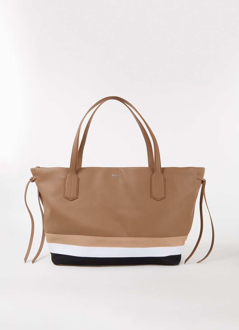 HUGO BOSS Addison schoudertas met streepprint • Camel • deBijenkorf.be
