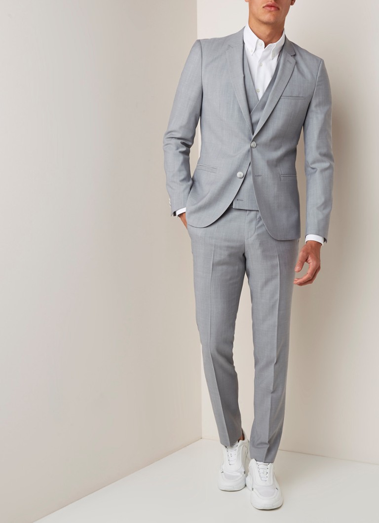 HUGO BOSS - Arti/Hesten driedelig extra slim fit pak van scheerwol - Lichtgrijs