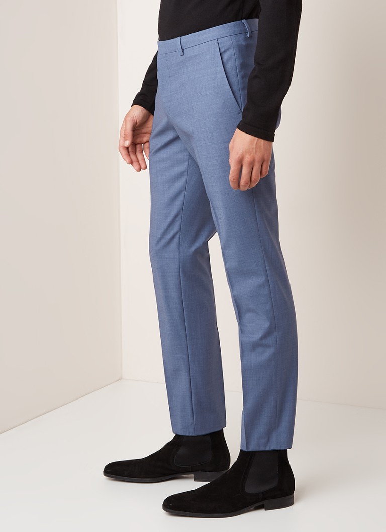 HUGO BOSS - Arti/Hesten slim fit pak van scheerwol met stretch - Lichtblauw