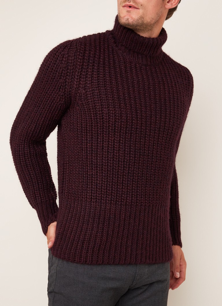 HUGO BOSS - Barnnet grofgebreide coltrui in wolblend - Paars