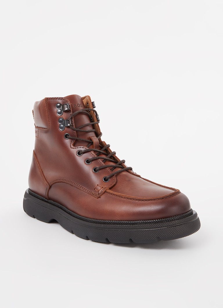 HUGO BOSS - Botte à lacets Jacob Halb en cuir  - Marron