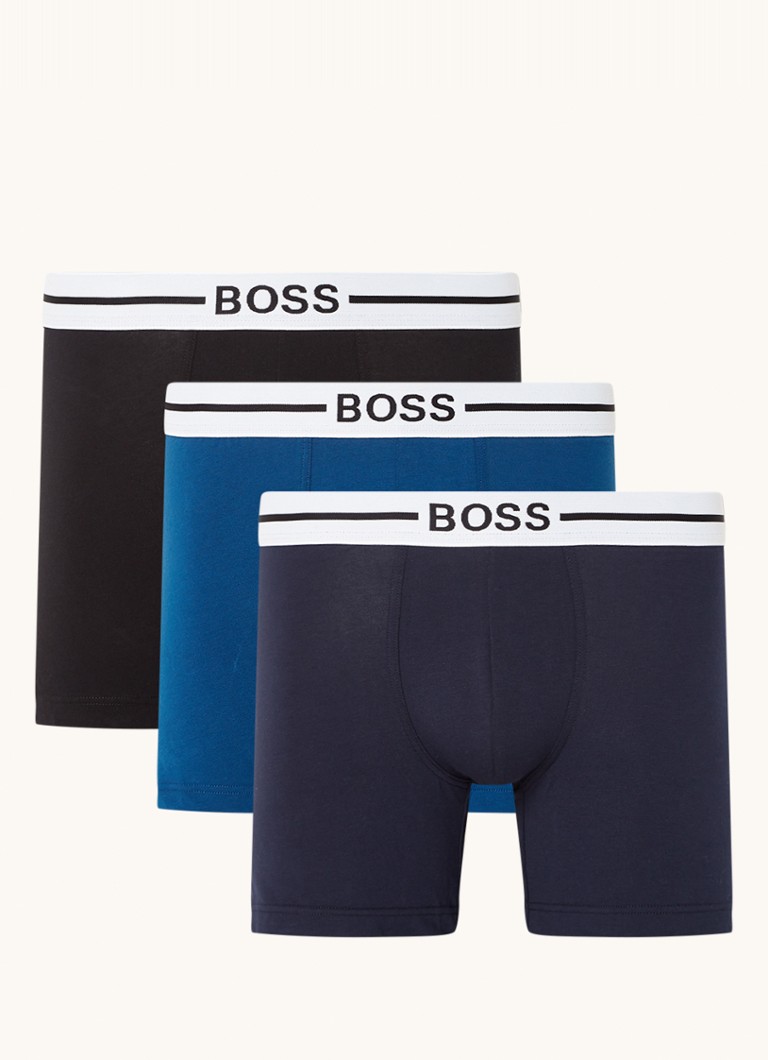 HUGO BOSS - Boxershorts met logoband in 3-pack - Blauw