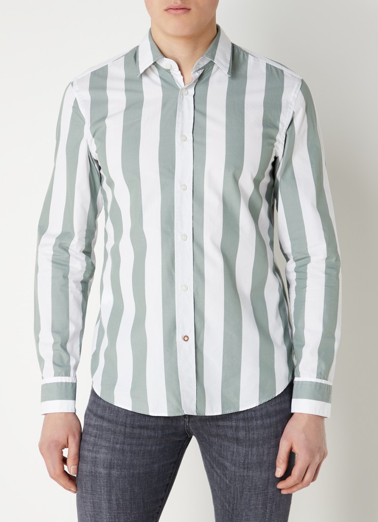 HUGO BOSS - C-HAL regular fit overhemd in lyocellblend met streepprint - Groen