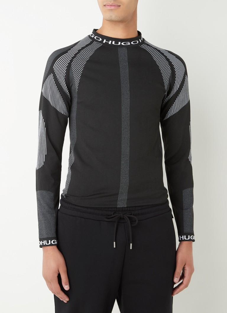 HUGO BOSS - Daffron trainings sweater met opstaande kraag en grafische print - Zwart