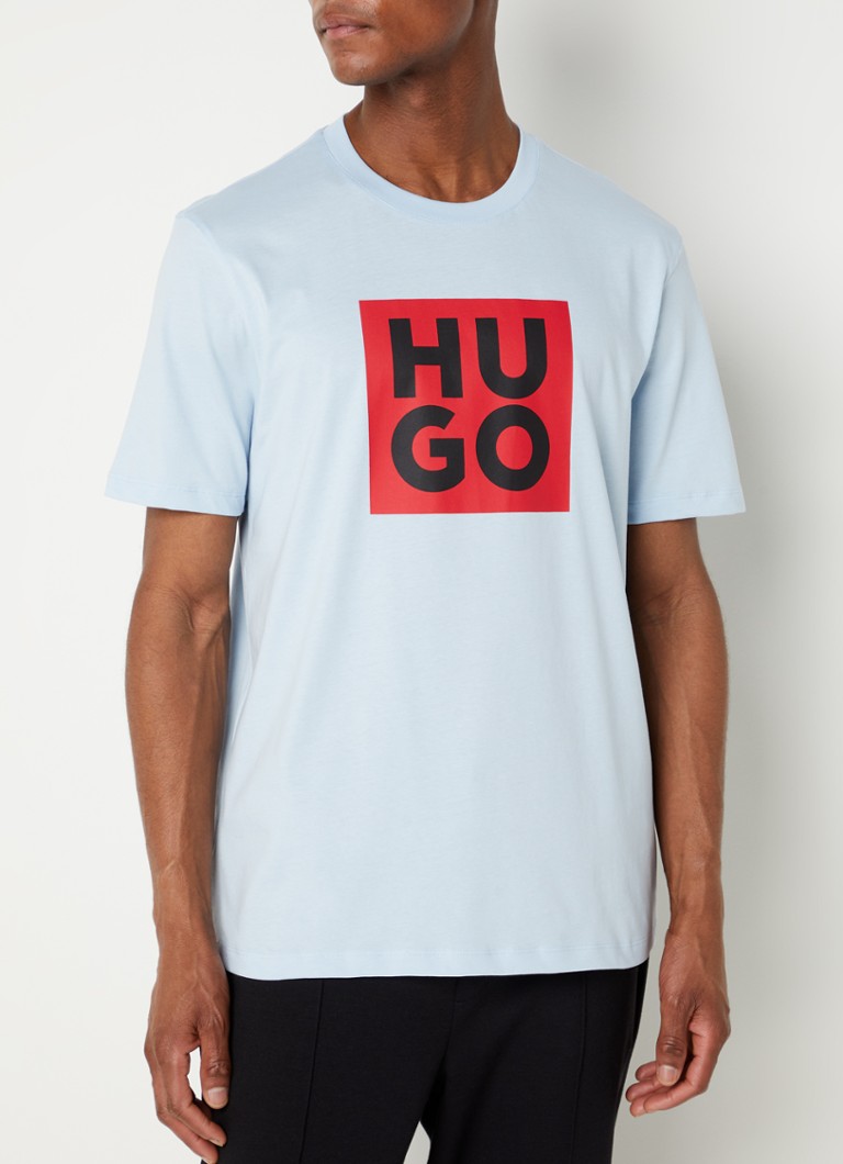 HUGO BOSS - Daltor T-shirt met logoprint - Lichtblauw