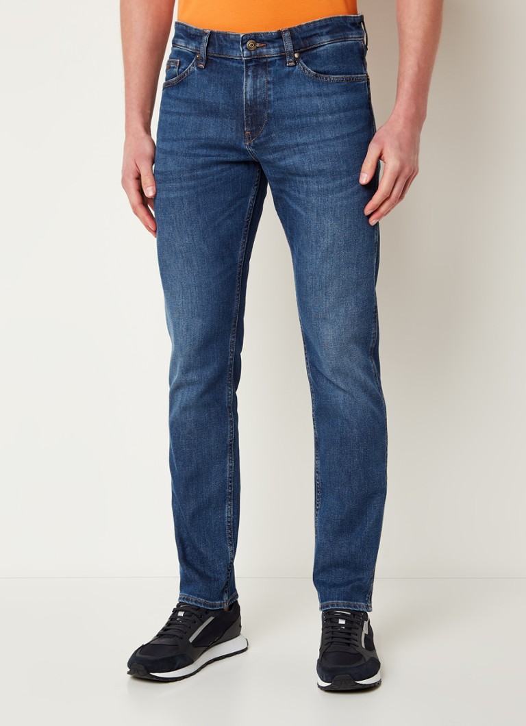 HUGO BOSS - Delaware3 slim fit jeans met donkere wassing - Indigo