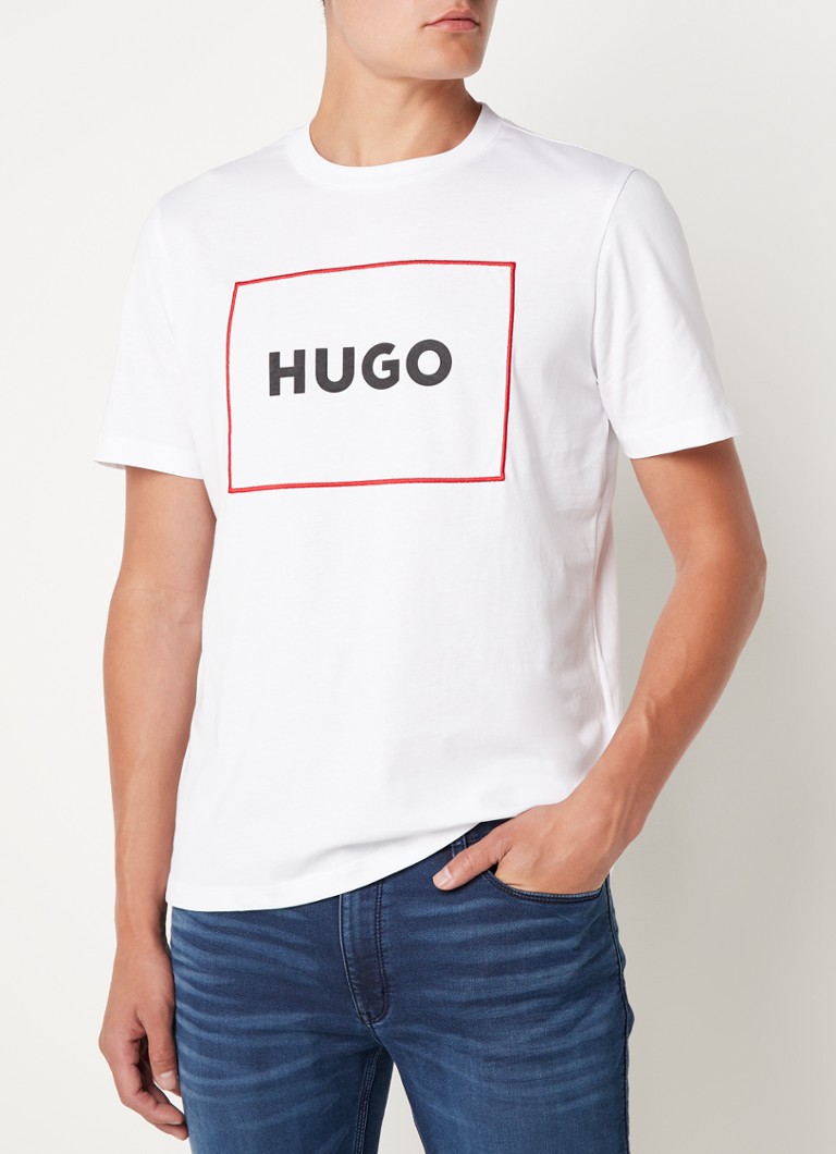 HUGO BOSS - Dumex T-shirt met logoprint - Wit