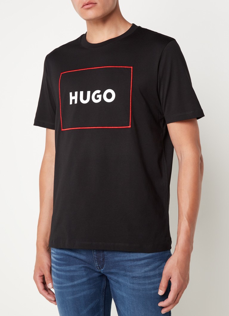 HUGO BOSS - Dumex T-shirt met logoprint - Zwart