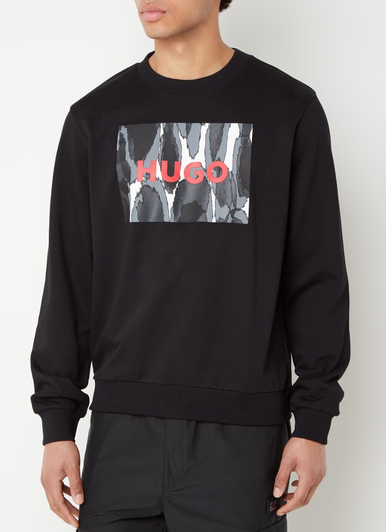HUGO BOSS Duragol sweater met logoprint • Zwart • deBijenkorf.be