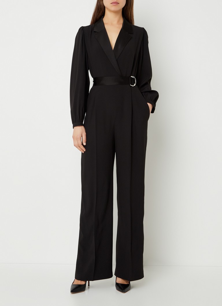 HUGO BOSS Duxea flared fit jumpsuit met strikceintuur en V-hals