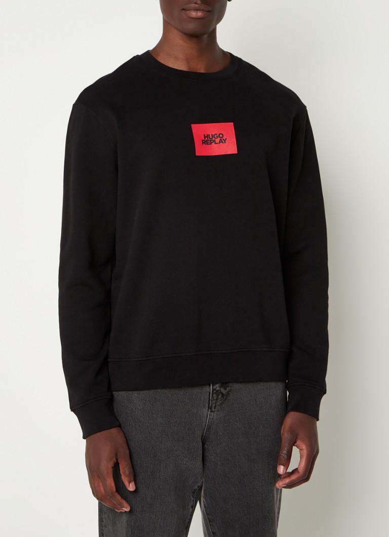 HUGO BOSS - Dweat sweater met logoprint - Zwart