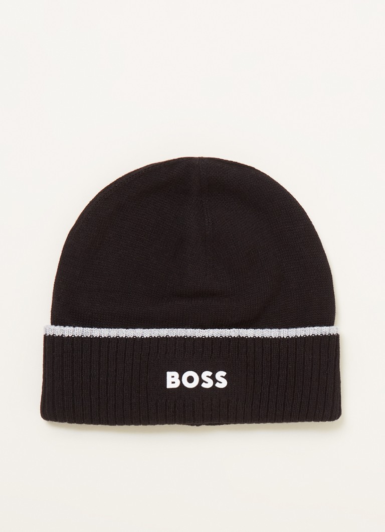HUGO BOSS - Muts in biologisch katoenblend met logo - Zwart
