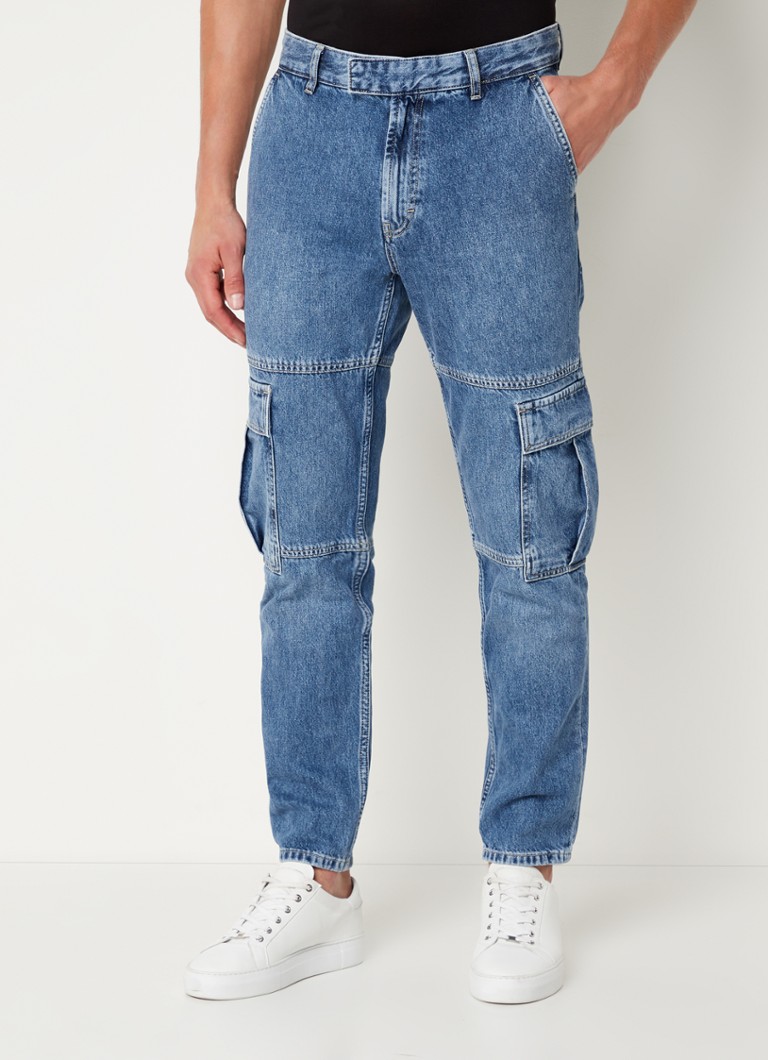 HUGO BOSS Pantalon cargo fuselé taille haute 634 en denim • de Bijenkorf