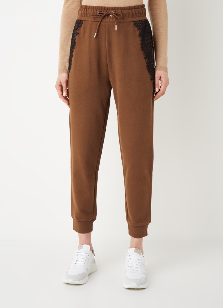HUGO BOSS - Pantalon de jogging court coupe fuselée taille haute avec logo  - Marron