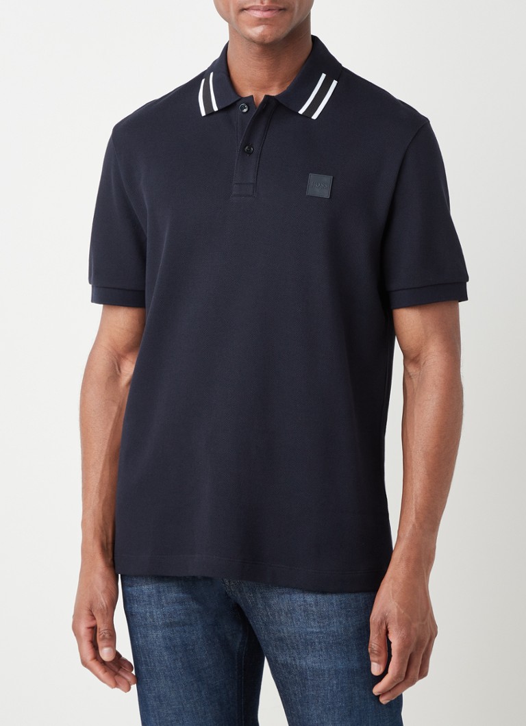 HUGO BOSS - Parlay regular fit polo met getipte boorden - Donkerblauw