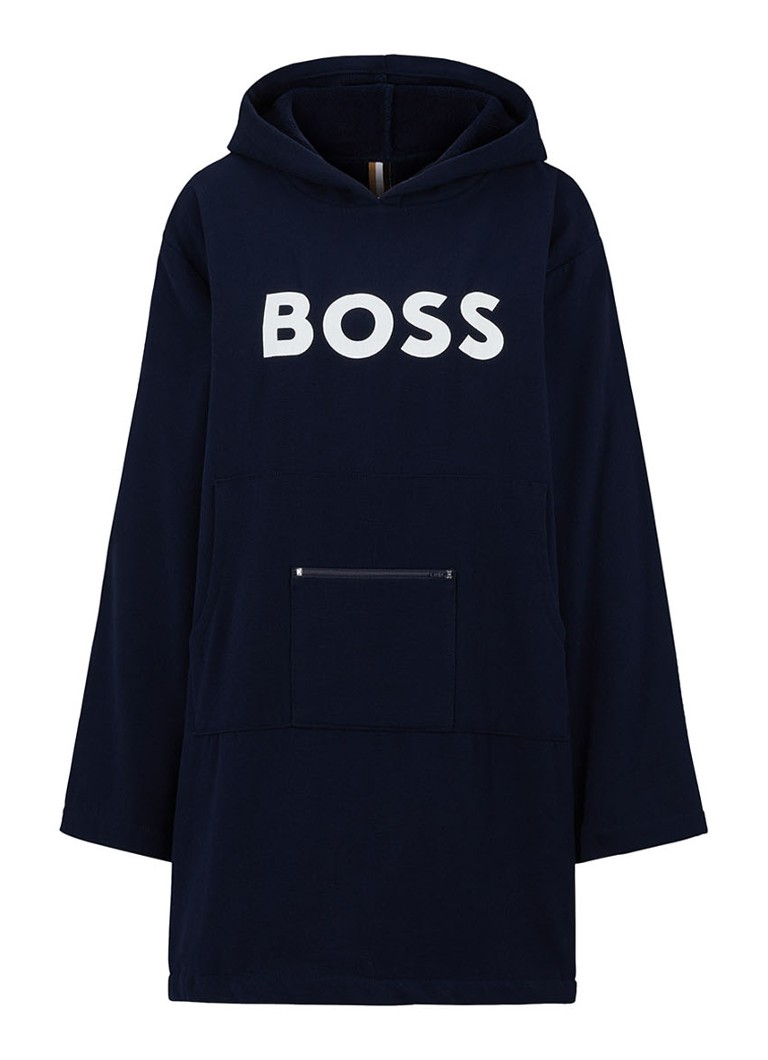 HUGO BOSS - Poncho hoodie met logo - Antraciet