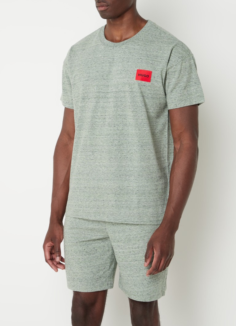 HUGO BOSS - Pyjamaset met gemêleerd dessin en logo - Groen